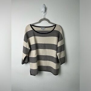Pure Collection Navy & Cream Striped Cotton Sweater